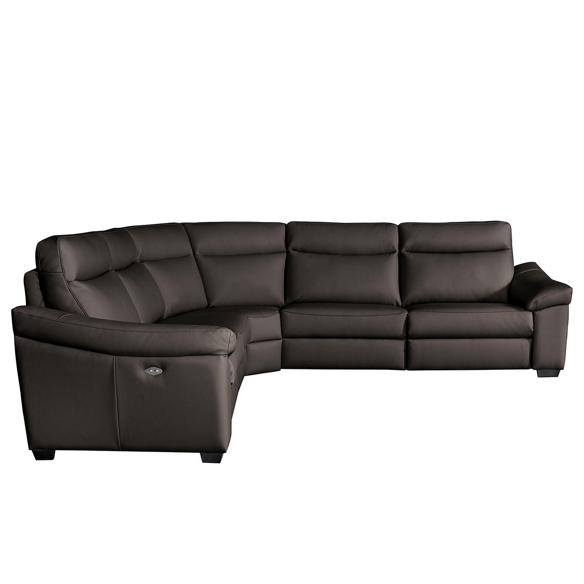 ECKSOFA Braun Echtleder  - Schwarz/Braun, Design, Leder/Holz (299/299cm) - Livetastic