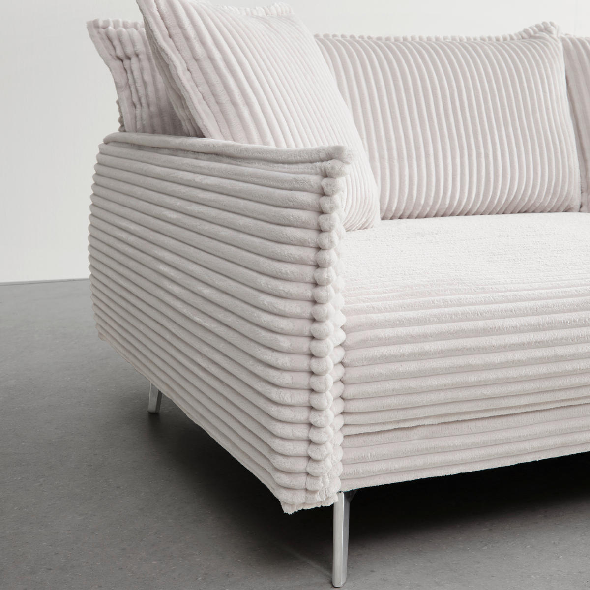 BIG SOFFA i vit  - vit/kromfärg, Modern, metall/trämaterial (241/90/117cm) - Carryhome