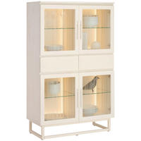 HIGHBOARD BORAS, 90/145/43 cm, 2 Schublade(n)  - Schwarz/Weiß, MODERN, Glas/Holz (90/145/43cm) - Lomoco