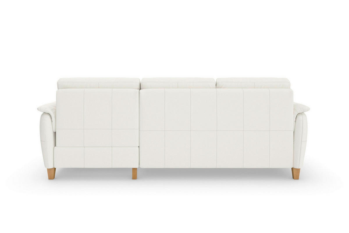 ECKSOFA PALMERA E Weiß Echtleder  - Eichefarben/Weiß, Basics, Leder/Holz (244/163cm) - Sit & More