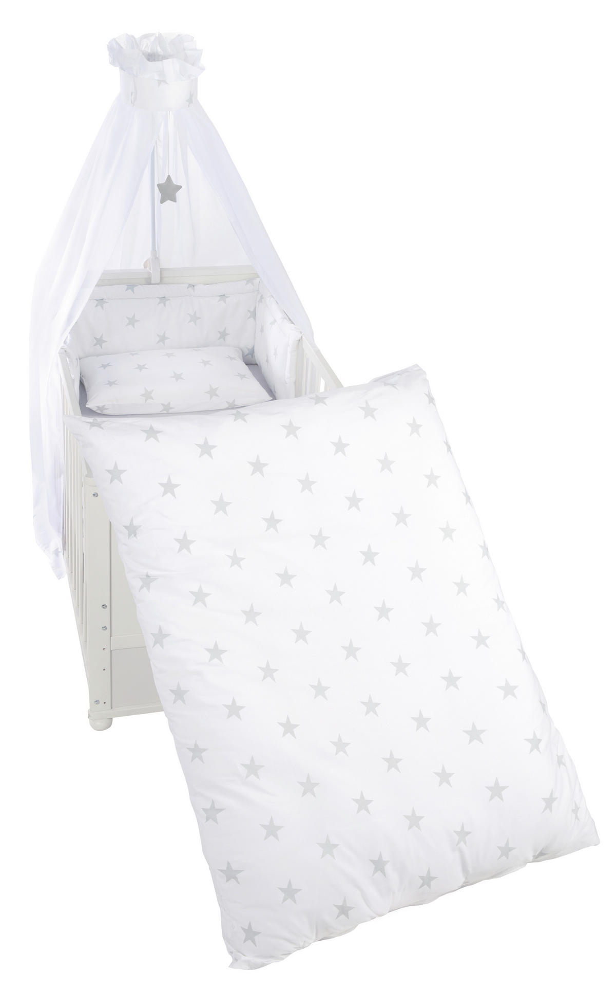 SADA DO POSTÝLKY S PŘÍČKAMI - šedá/bílá, Konvenční, textil - Roba