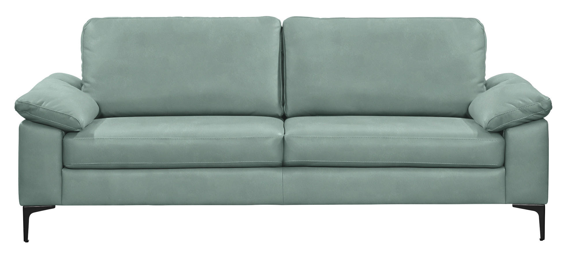 3-SITZER-SOFA  in Echtleder Hellblau   - Schwarz/Hellblau, Design, Leder/Metall (224/86/97cm) - Schöner Wohnen