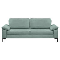 3-SITZER-SOFA  in Echtleder Hellblau   - Schwarz/Hellblau, Design, Leder/Metall (224/86/97cm) - Schöner Wohnen
