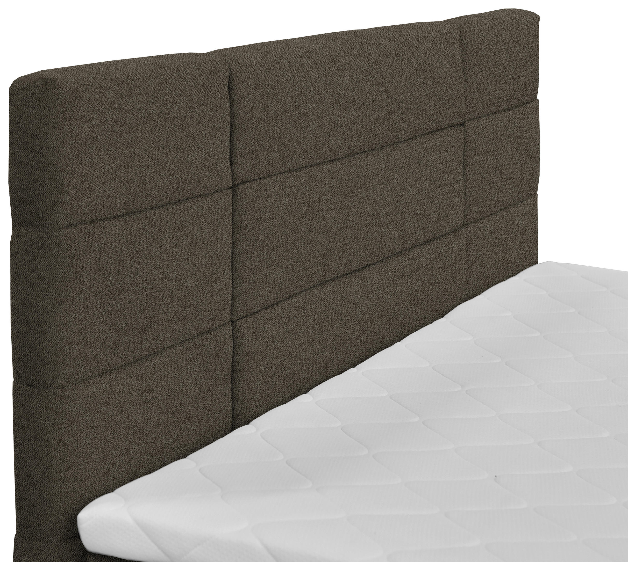 Thumbnail - Boxxx Boxbett, Dunkelbraun, Textil, Kiefer, massiv, H2, Höhe ca. 18 cm, 180x200 cm, gepolstertes Kopfteil, Topper durchg...