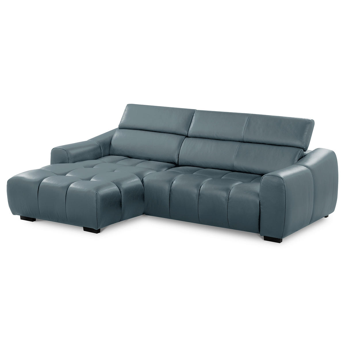 ECKSOFA  Echtleder Dunkelblau  - Schwarz/Dunkelblau, Design, Leder/Kunststoff (177/274cm) - Livetastic