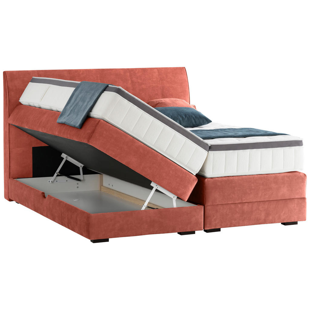 Thumbnail - Novel Boxspringbett, Koralle, Textil, Wenge, H2, 7-Zonen, Höhe ca. 18 cm, 180x200 cm, Bettkasten, Federkernmatratze, Sch...