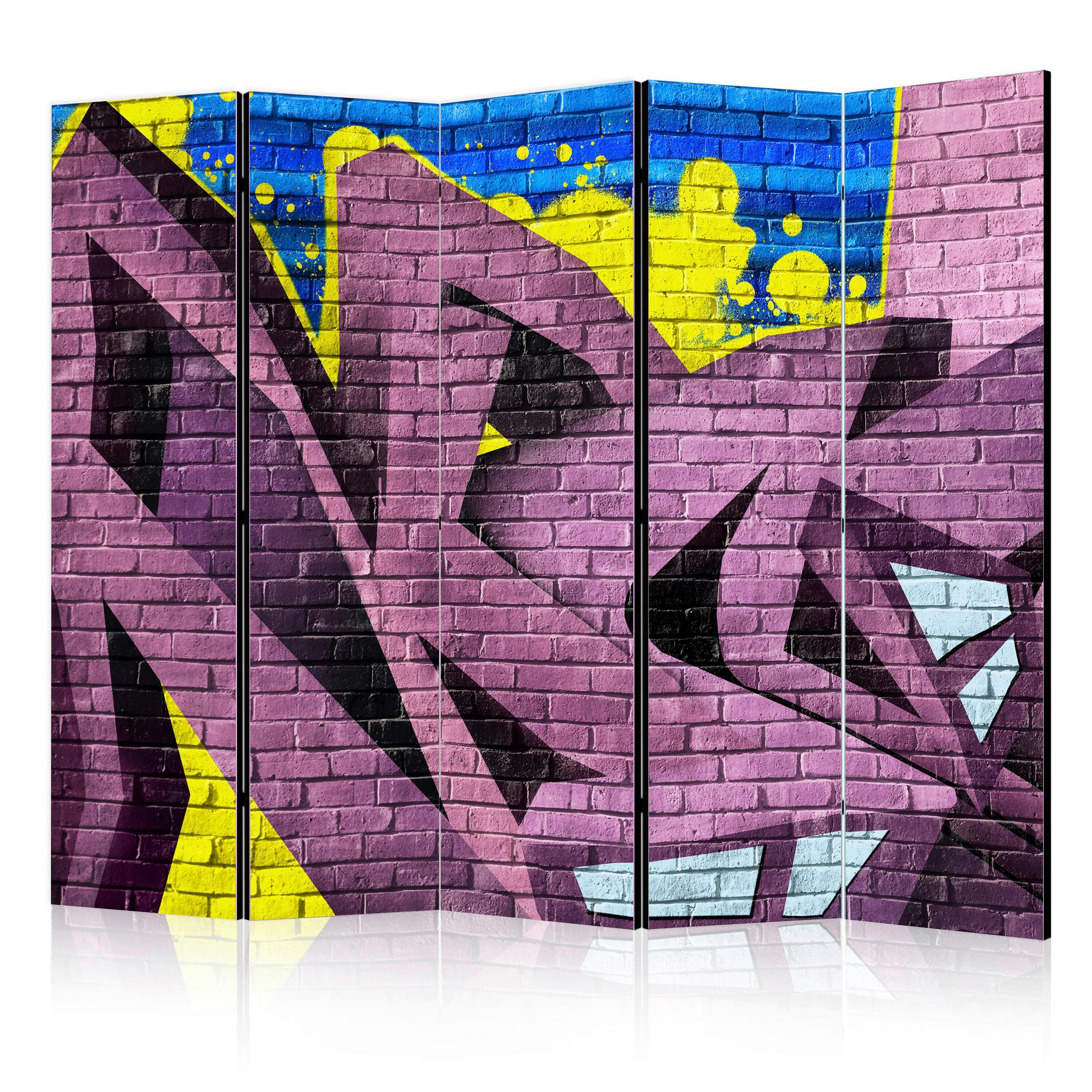 PARAVENT mit 5  Flügel - Blau/Violett, Basics, Holz/Textil (225/172/3cm) - artgeist