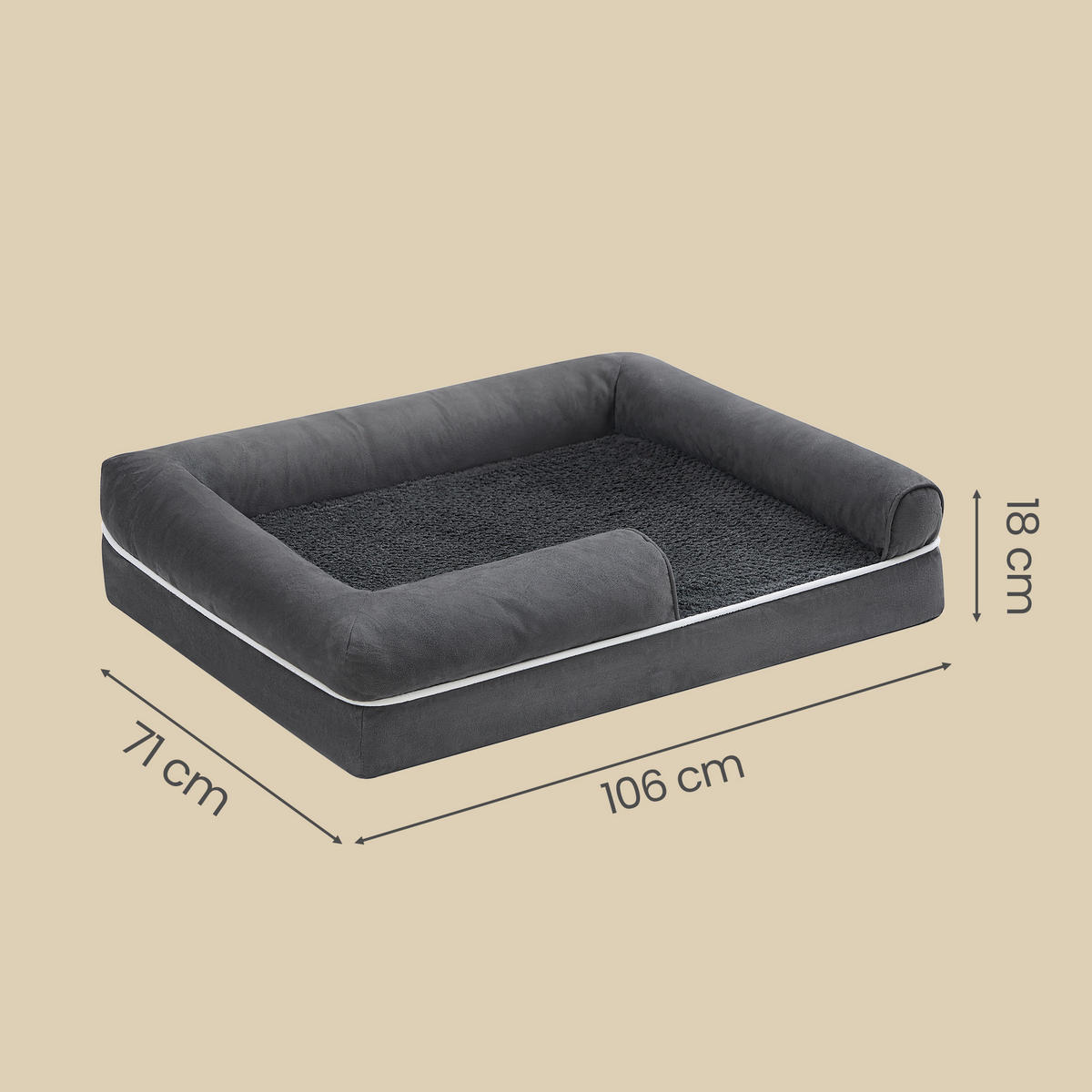 HUNDEBETT - Dunkelgrau, Trend, Kunststoff/Textil (106/18/71cm) - Boxxx