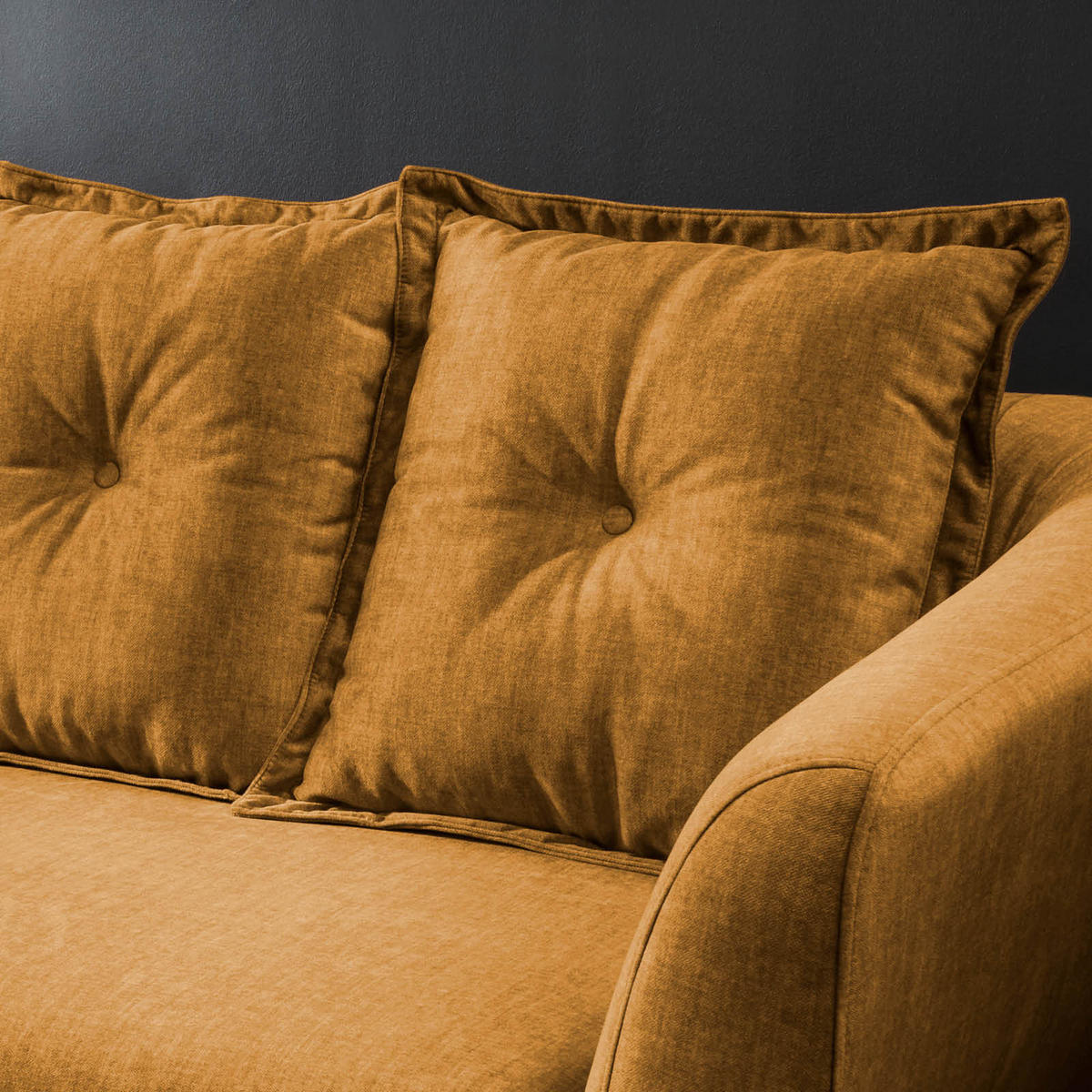 3-SITZER-SOFA in Velours Gelb, Multicolor  - Gelb/Buchefarben, Modern, Holz/Textil (236/94/103cm) - Livetastic
