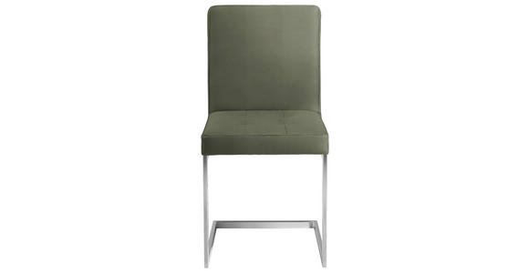 SCHWINGSTUHL in Stahl Mikrofaser - Edelstahlfarben/Grün, Design, Textil/Metall (45/91/58cm) - Moderano