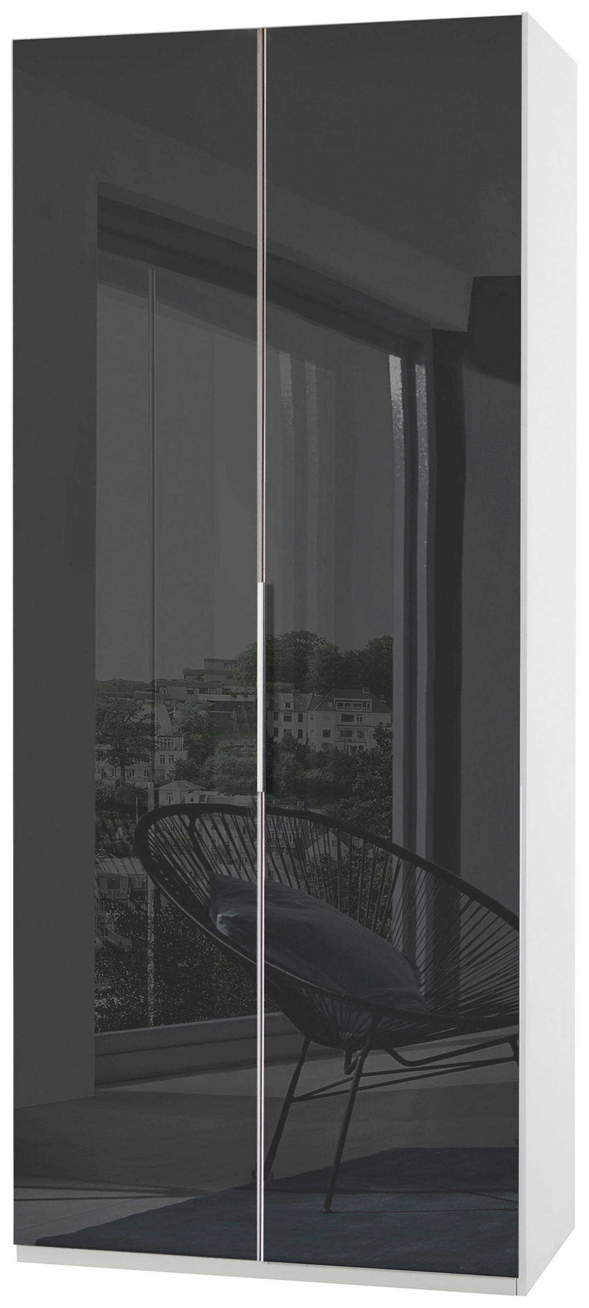 DREHTÜRENSCHRANK 100/236/58 cm 2-türig Grau, Weiß  - Chromfarben/Weiß, MODERN, Glas/Holzwerkstoff (100/236/58cm) - MID.YOU