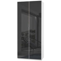 DREHTÜRENSCHRANK in Grau, Weiss  - Chromfarben/Weiss, Modern, Glas/Holzwerkstoff (100/236/58cm) - MID.YOU