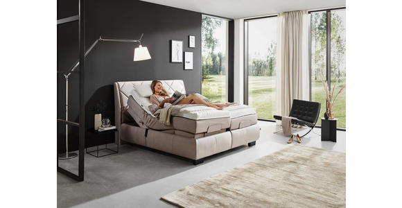 BOXSPRINGBETT 180/200 cm in Beige - Beige/Schwarz, KONVENTIONELL, Textil/Metall (180/200cm) - Dieter Knoll