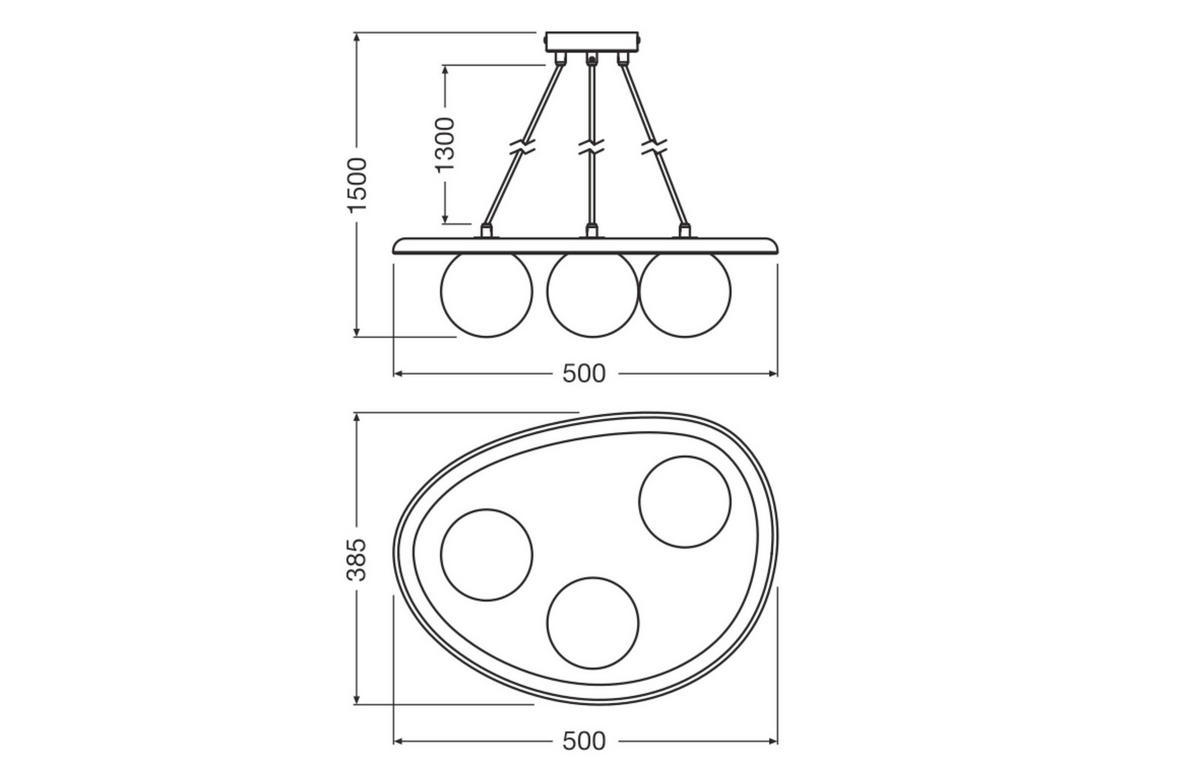 HÄNGELEUCHTE 50/38,5/150 cm  - Akaziefarben, Basics, Glas/Holz (50/38,5/150cm) - Osram