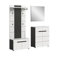 GARDEROBE 4-teilig  in 175/190/37 cm  - Weiß/Grau, Design, Holzwerkstoff (175/190/37cm) - Livetastic