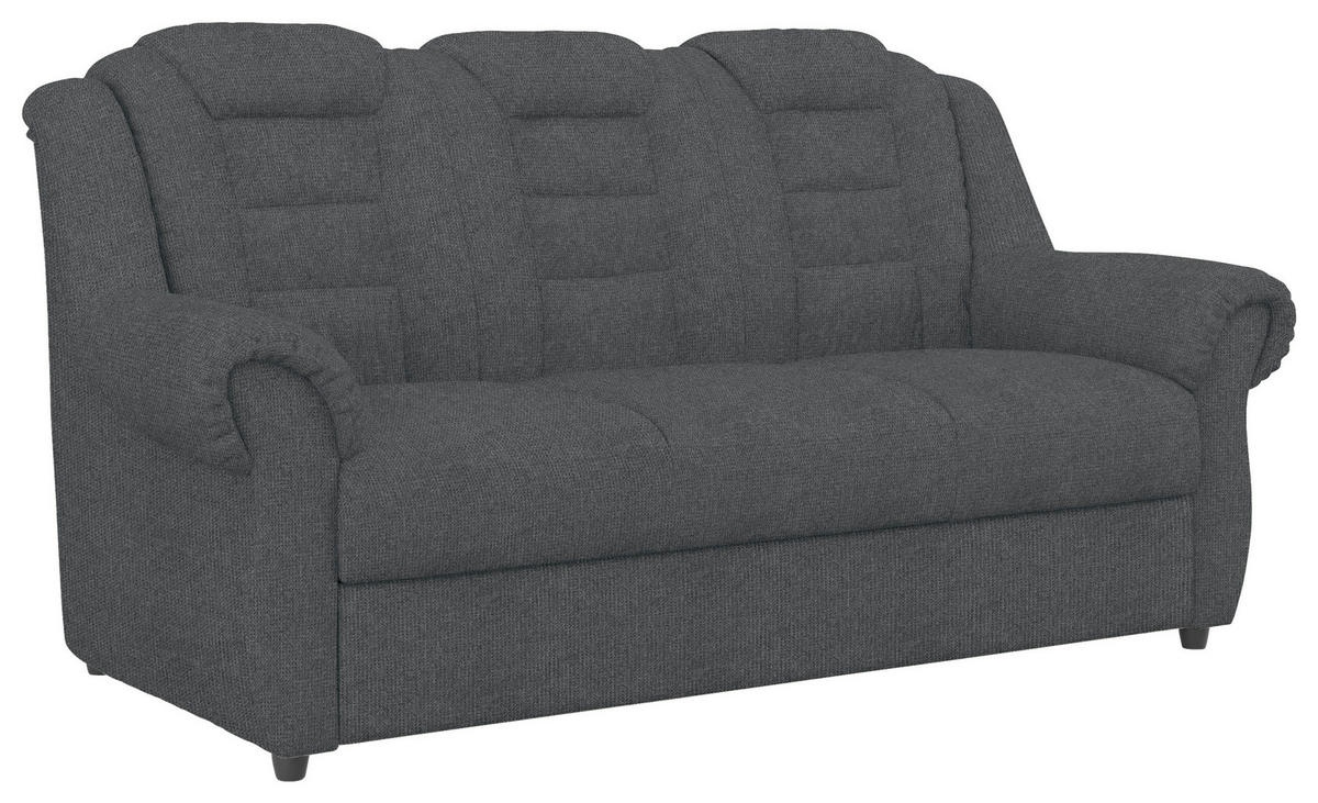 3-SITZER-SOFA in Chenille Dunkelgrau  - Dunkelgrau/Schwarz, Konventionell, Kunststoff/Textil (196/102/1101cm) - Livetastic