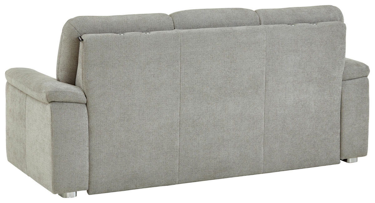 3-SITZER-SOFA Chenille Hellgrau  - Hellgrau/Alufarben, Konventionell, Textil/Metall (208/96/89cm) - Beldomo Comfort