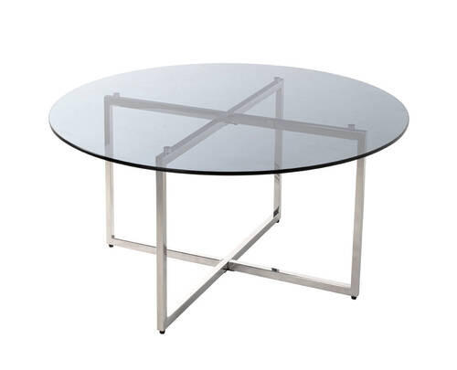 COUCHTISCH Sicherheitsglas 75/75/45 cm rund Grau, Edelstahlfarben  - Edelstahlfarben/Grau, MODERN, Glas/Metall (75/75/45cm)