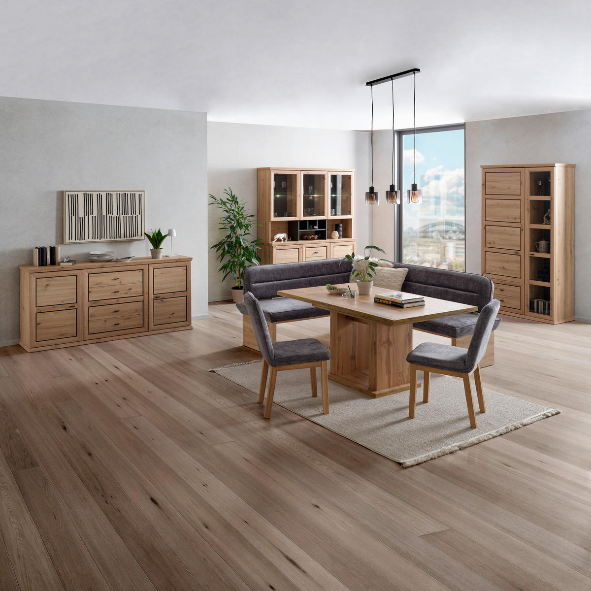 VITRINA, antracit, barve hrasta - barve hrasta/antracit, Konvencionalno, kovina/steklo (110/209/43cm) - Livetastic