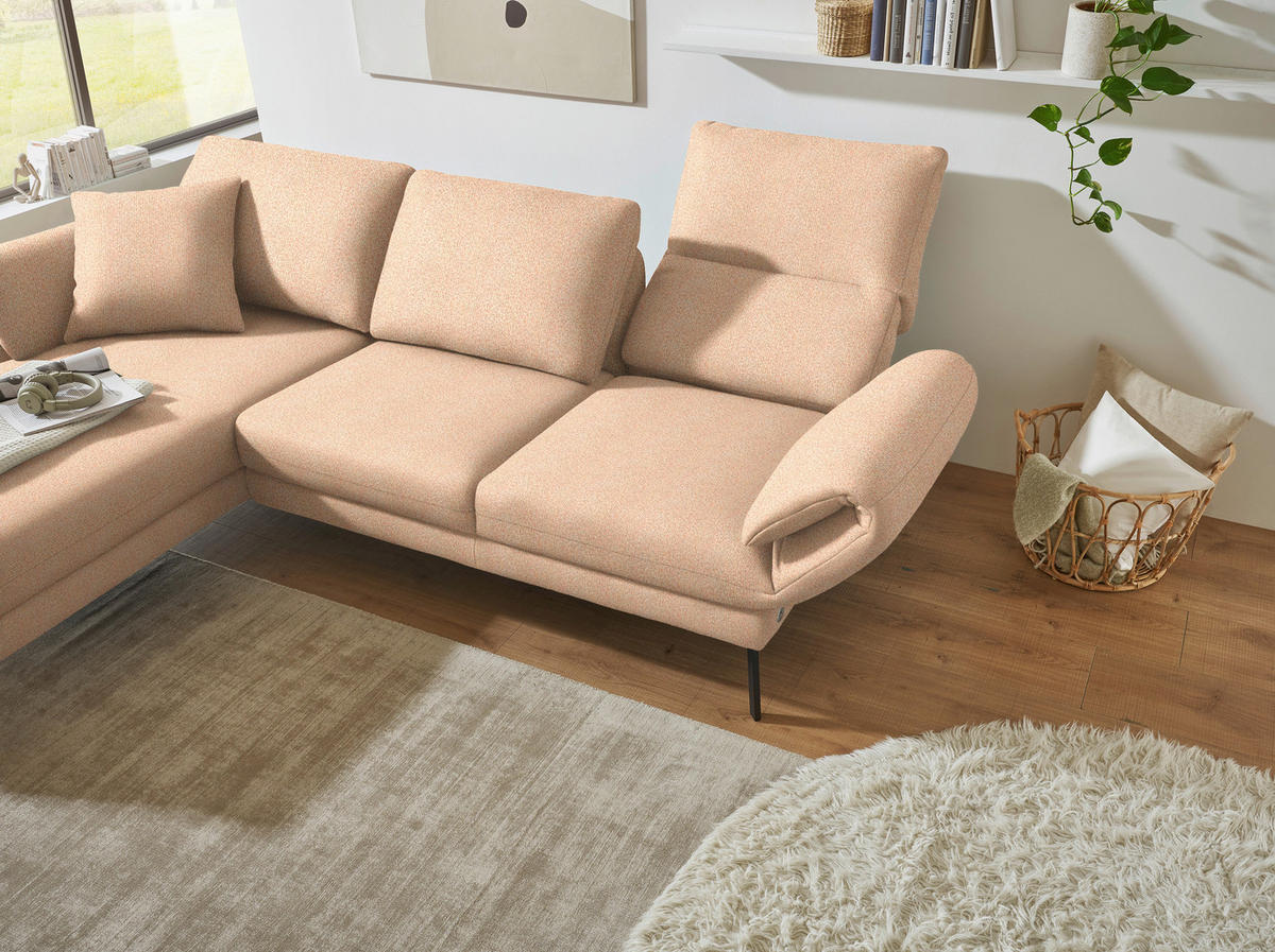 ECKSOFA  in Flachgewebe Lachsfarben  175-224/255-365 cm  - Schwarz/Lachsfarben, Design, Textil/Metall (175-224/255-365cm) - Dieter Knoll