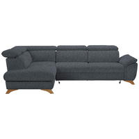 ECKSOFA in Bouclé Dunkelgrau  - Eichefarben/Dunkelgrau, Modern, Holz/Textil (212/287cm) - Valnatura