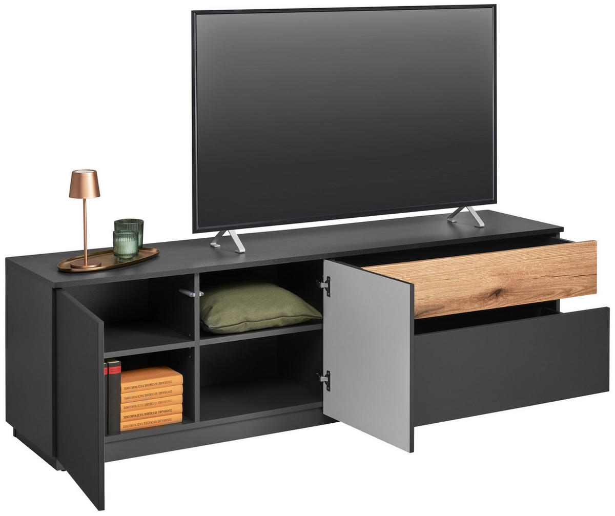 LOWBOARD 180/54/42 cm  - Eichefarben/Graphitfarben, Konventionell, Holzwerkstoff (180/54/42cm) - Carryhome