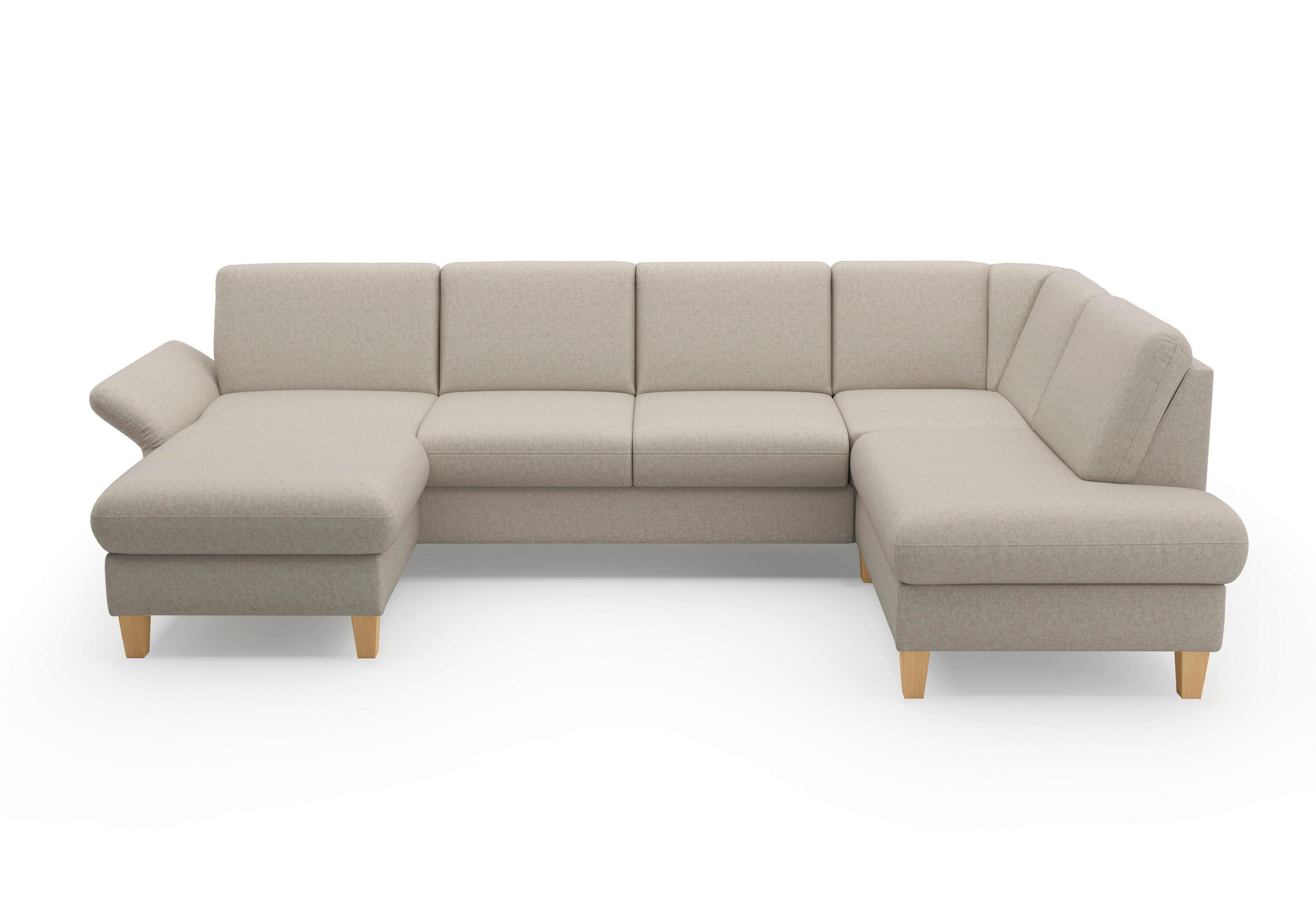 WOHNLANDSCHAFT Taupe Flachgewebe  - Taupe/Eichefarben, KONVENTIONELL, Holz/Textil (164/314/195cm) - Sit & More