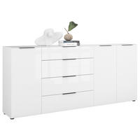 SIDEBOARD Style  in 225/98,7/40 cm  - Weiß Hochglanz/Schwarz, Basics, Glas/Holzwerkstoff (225/98,7/40cm)