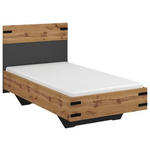 BETT 90/200 cm Grau, Eiche Wotan  - Eiche Wotan/Grau, KONVENTIONELL (90/200cm) - Xora