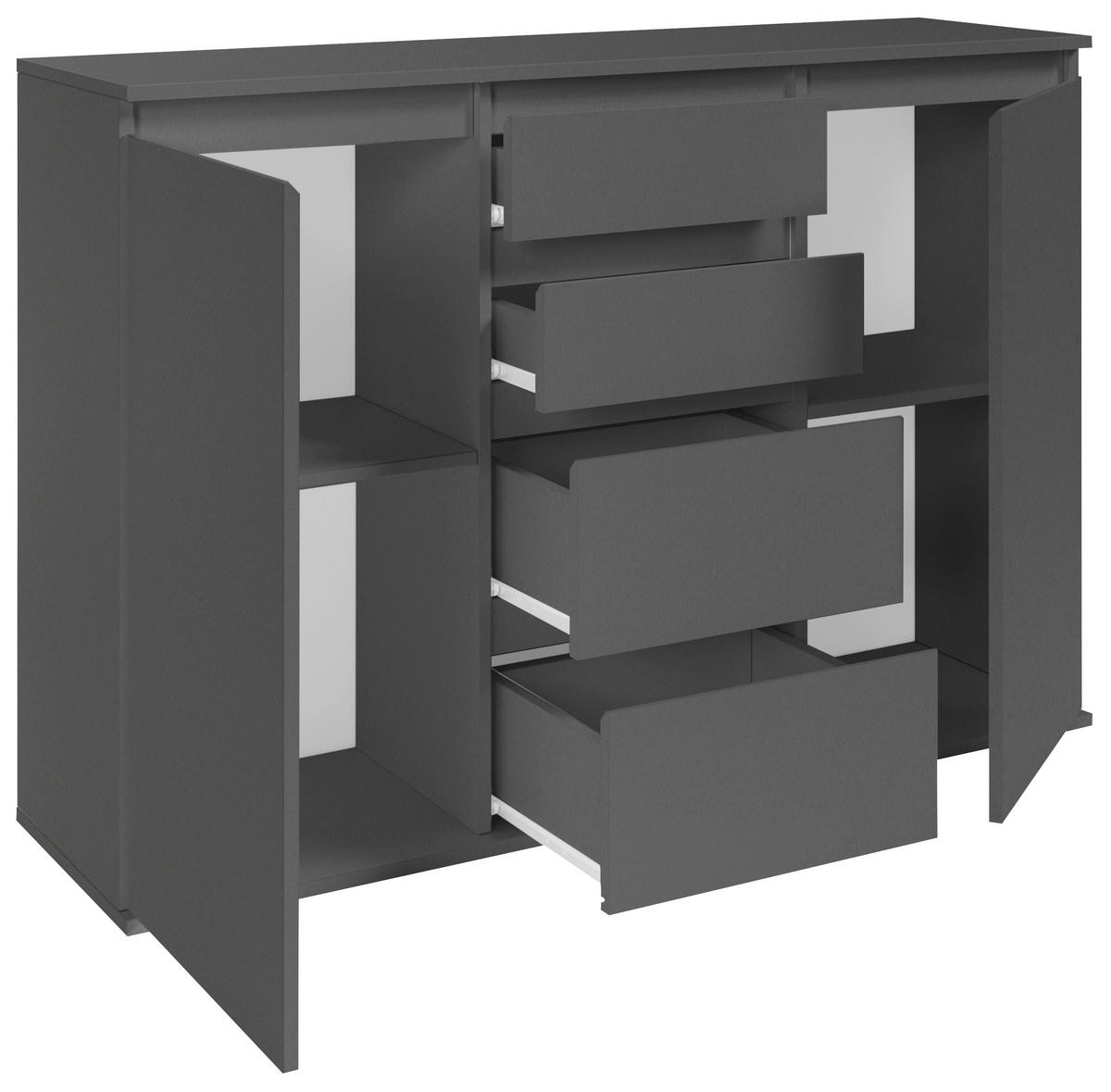 KOMODA, antracit  - siva/antracit, Design, umetna masa/leseni material (119/84/35cm) - Carryhome