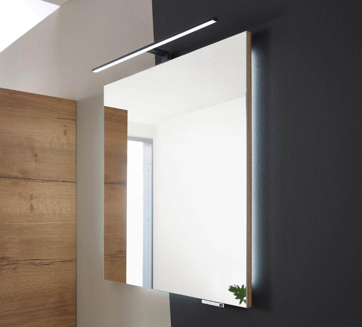 BADEZIMMERSPIEGEL 70/70/3,2 cm  - Eichefarben, KONVENTIONELL, Glas/Holzwerkstoff (70/70/3,2cm) - Sadena
