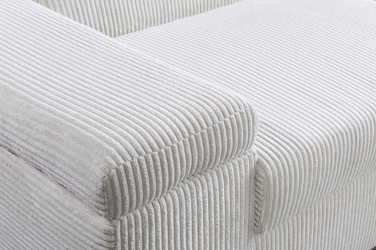 ECKSOFA LARS I Creme Cord  - Chromfarben/Creme, Design, Kunststoff/Textil (215/264cm) - Livetastic