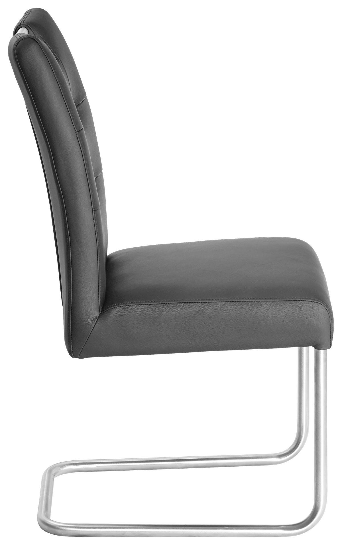 SCHWINGSTUHL    Echtleder  - Edelstahlfarben/Schwarz, Design, Leder/Metall (46/97/57cm) - Novel