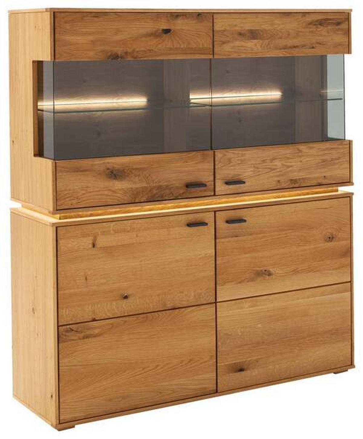 HIGHBOARD  in 123/137/38 cm  - Wildeiche/Anthrazit, Natur, Glas/Holz (123/137/38cm) - MID.YOU
