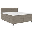 BOXSPRINGBETT 180/200 cm  in Graubraun  - Graubraun/Schwarz, KONVENTIONELL, Textil/Metall (180/200cm) - Carryhome