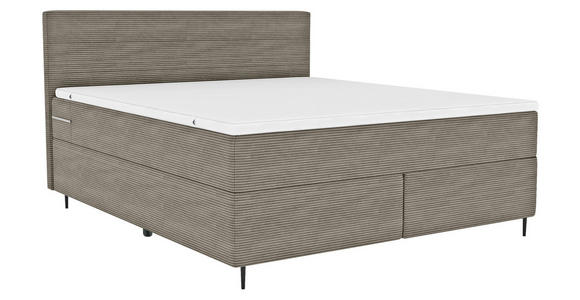 BOXSPRINGBETT 180/200 cm  in Graubraun  - Graubraun/Schwarz, KONVENTIONELL, Textil/Metall (180/200cm) - Carryhome