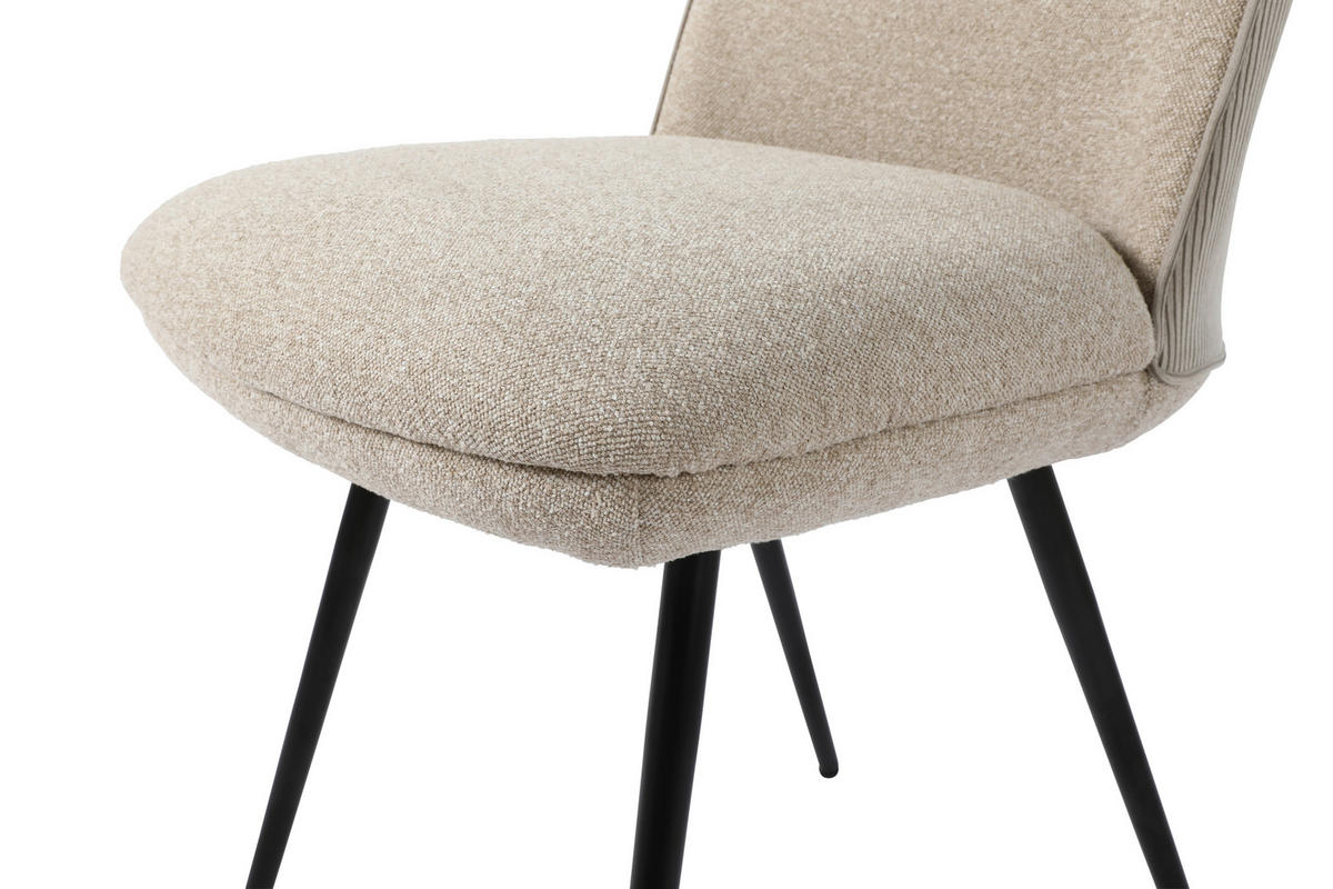 STOL, kovina, tekstil krem barve  - črna/krem barve, Design, kovina/tekstil (48/86/62cm) - Carryhome