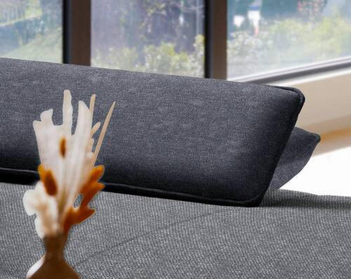 ECKSOFA in Flachgewebe Anthrazit  - Anthrazit/Schwarz, Design, Textil/Metall (301/191cm) - Moderano