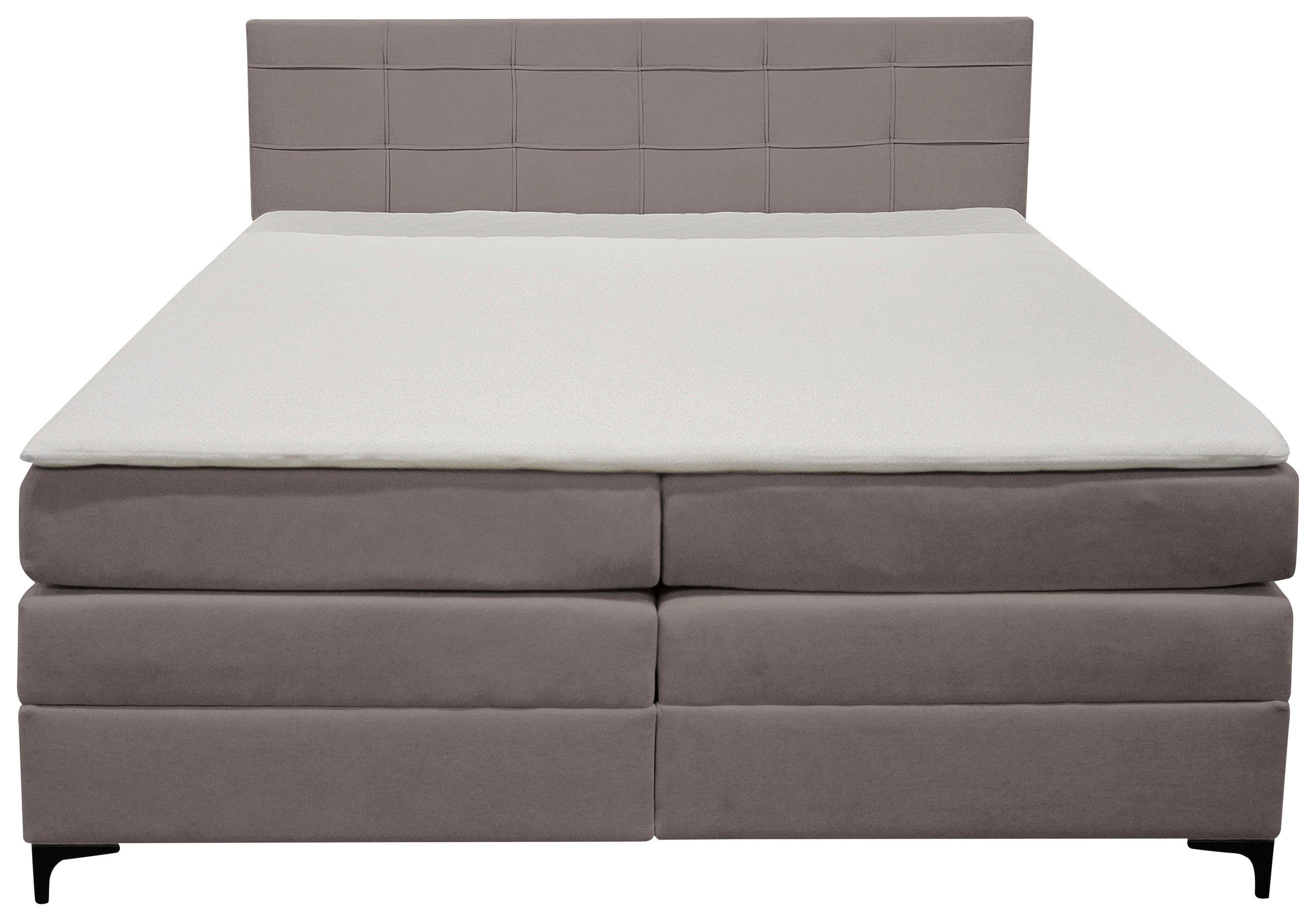 BOXSPRINGBETT 200/200 cm,  in Taupe, H3 = fest  - Taupe/Schwarz, KONVENTIONELL, Kunststoff/Textil (200/200cm)