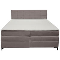 BOXSPRINGBETT 200/200 cm,  in Taupe, H3 = fest  - Taupe/Schwarz, KONVENTIONELL, Kunststoff/Textil (200/200cm)