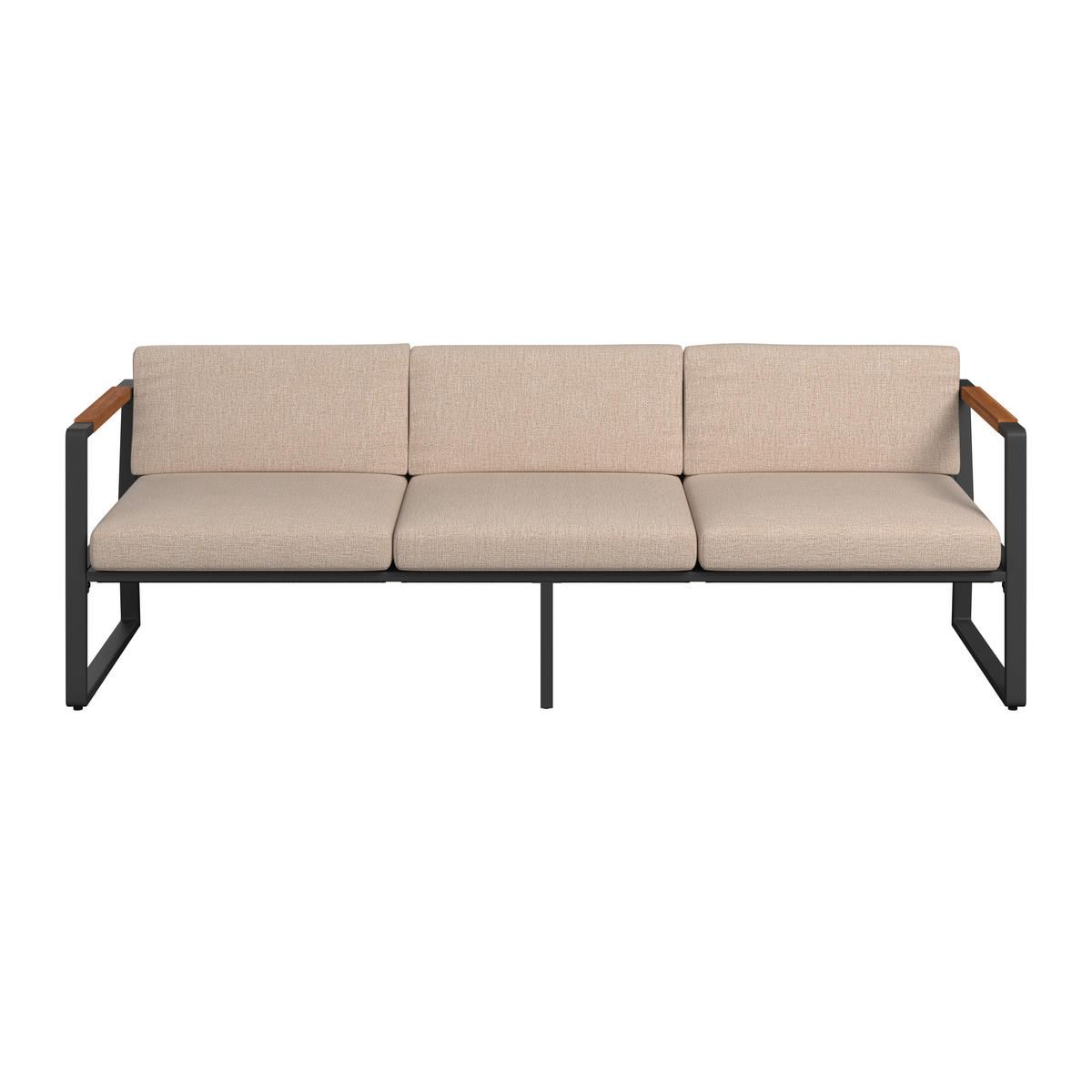 LOUNGEGARNITUR Akazie massiv Stahl  - Dunkelgrau/Beige, MODERN, Holz/Metall (206l) - Ambia Garden