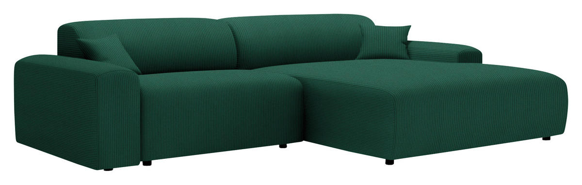 ECKSOFA in Velours, Feincord Waldgrün  - Waldgrün/Schwarz, Design, Kunststoff/Textil (292/178cm) - Livetastic