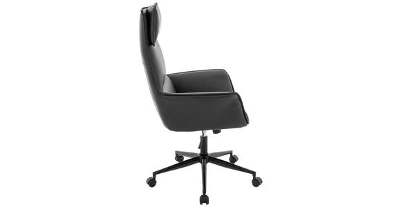 CHEFSESSEL Lederlook Schwarz  - Schwarz, MODERN, Kunststoff/Textil (67/111-121/65cm) - Novel