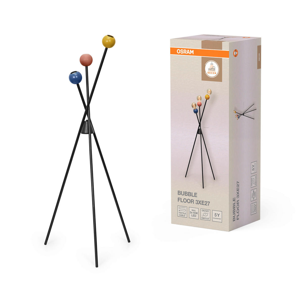 STEHLEUCHTE 55/47/135 cm    - Design, Metall (55/47/135cm) - Osram