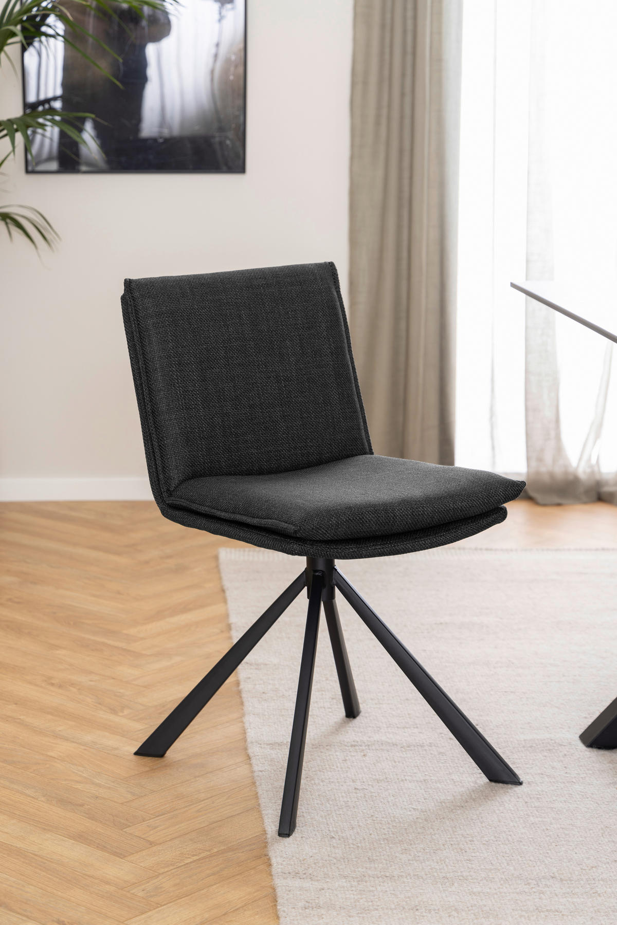 STUHL  in Webstoff  - Dunkelgrau/Schwarz, Design, Textil/Metall (47/85/59cm) - MID.YOU