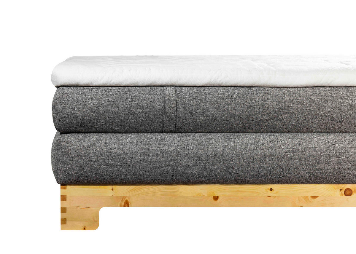 BOXSPRINGBETT 160/200 cm  in Zirbelkieferfarben, Hellgrau  - Zirbelkieferfarben/Hellgrau, Natur, Holz/Textil (160/200cm) - Linea Natura