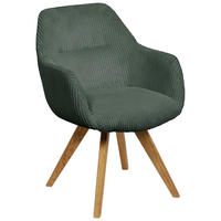 ARMLEHNSTUHL  in Cord  - Eichefarben/Grün, KONVENTIONELL, Holz/Textil (61/64/58cm) - Linea Natura