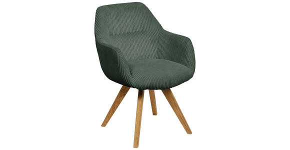 ARMLEHNSTUHL in Cord - Eichefarben/Grün, KONVENTIONELL, Holz/Textil (61/64/58cm) - Linea Natura