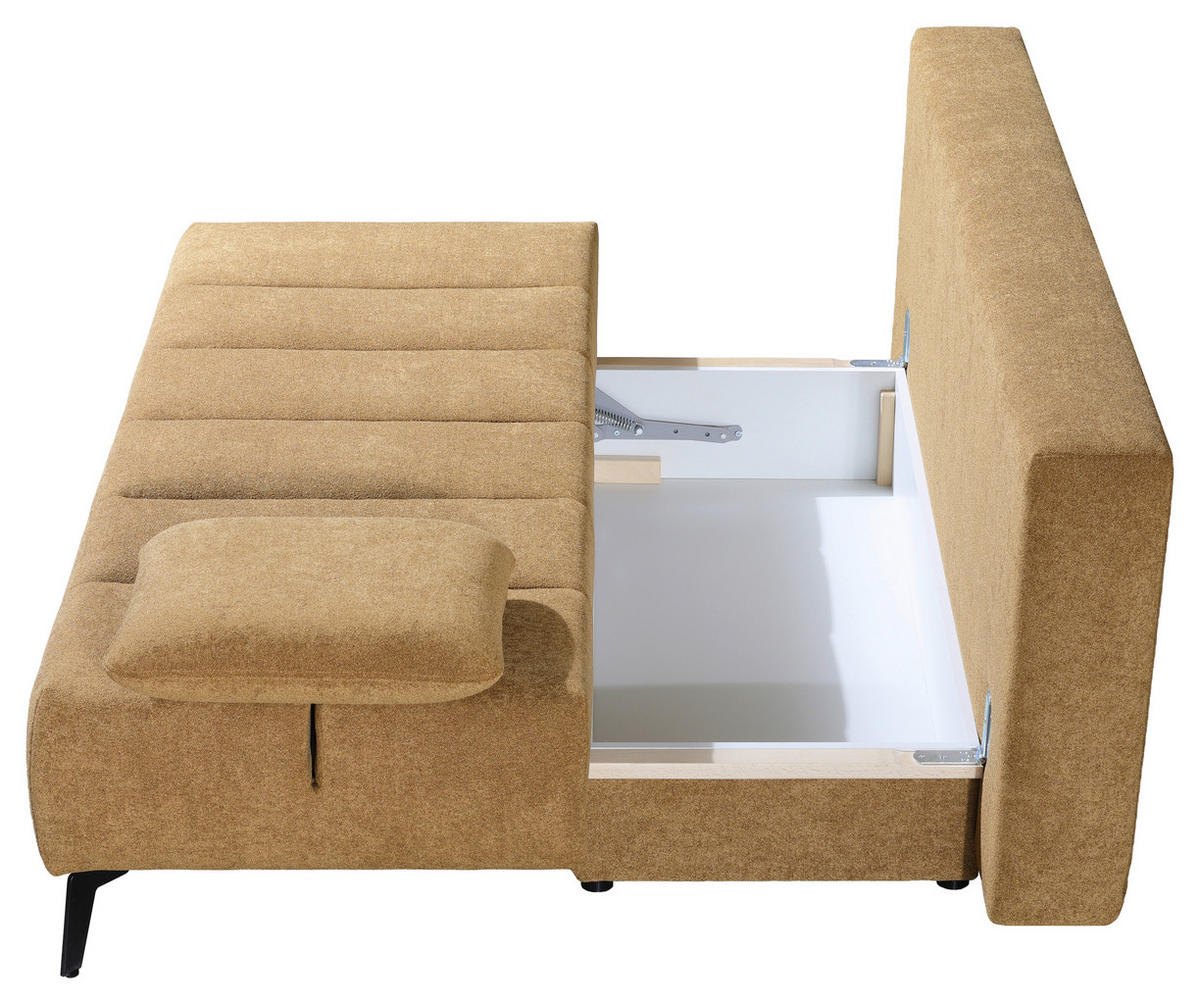 SCHLAFSOFA Flachgewebe Honig  inkl. Bettkasten, Schlaffunktion, Armteilverstellung  - Schwarz/Honig, Design, Textil/Metall (235/90/100cm) - Novel