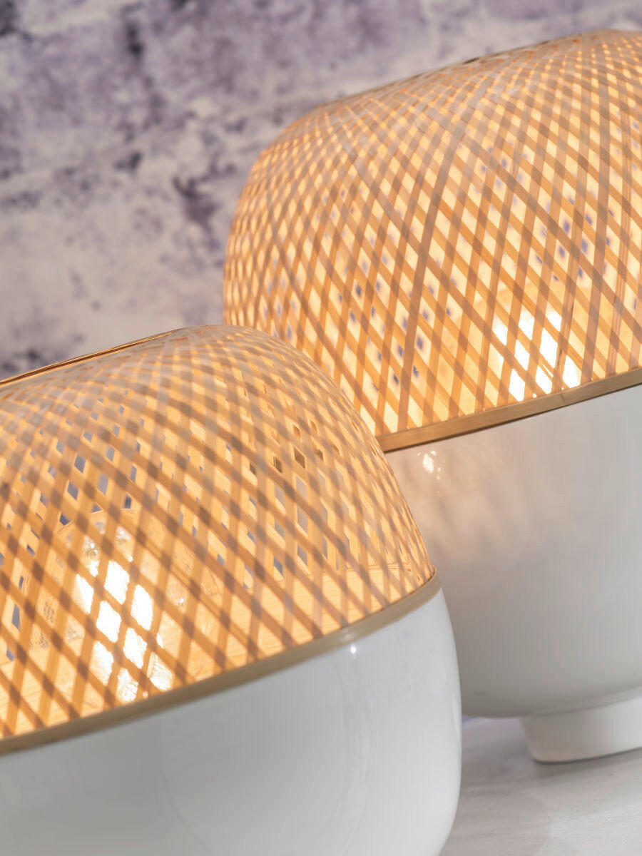 STOLNÍ LAMPA, nástěnný stmívač, 30/33 cm  - bílá/přírodní barvy, Trend (30/33cm) - Good & Mojo